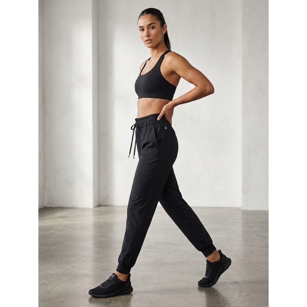 Lululemon Keep Moving High Rise Full Length Black Jogger Pants Women Sz 6
